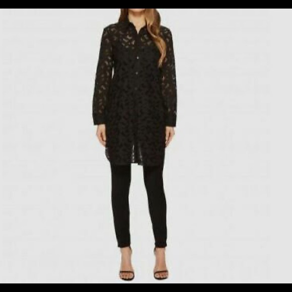 NEIL BARRETT Black Cotton Lace Tunic Top - S - Picture 3 of 16